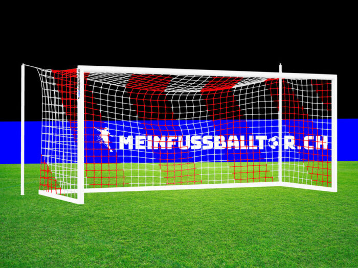 Tornetz Fussballtor ROT-WEISS - 750 x 250 cm / meinfussballtor.ch