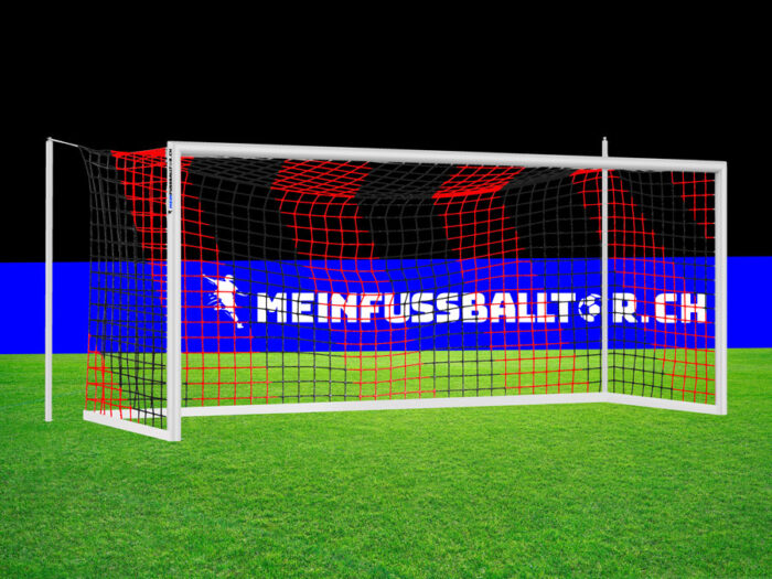 Tornetz Fussballtor SCHWARZ-ROT - 750 x 250 cm - Meinfussballtor.ch